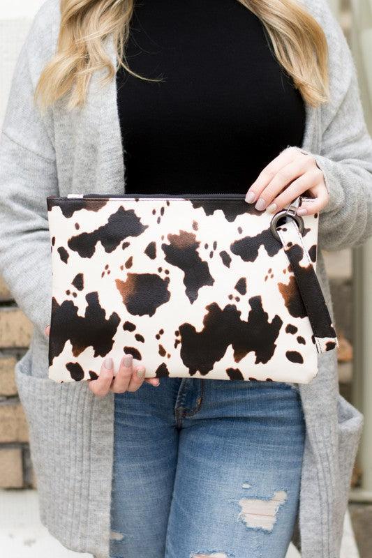Cow Print Oversized Everyday Clutch - Happily Ever Atchison Shop Co.