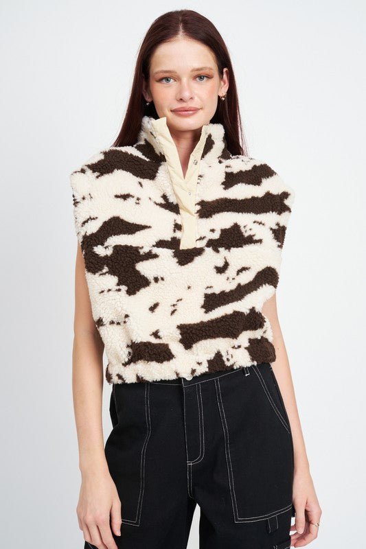 COW PRINT VESTS WITH ZIPPER - Happily Ever Atchison Shop Co.