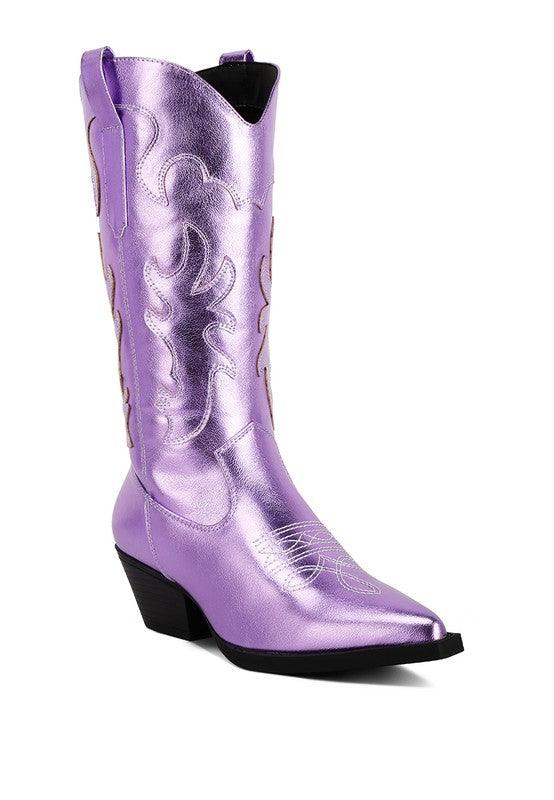 Cowby Metallic Faux Leather Cowboy Boots - Happily Ever Atchison Shop Co.