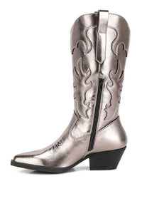 Cowby Metallic Faux Leather Cowboy Boots - Happily Ever Atchison Shop Co.