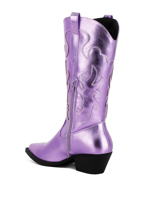 Cowby Metallic Faux Leather Cowboy Boots - Happily Ever Atchison Shop Co.