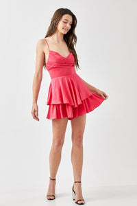 Cowl Neck Flare Tiered Cami Romper - Happily Ever Atchison Shop Co.