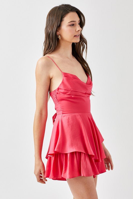 Cowl Neck Flare Tiered Cami Romper - Happily Ever Atchison Shop Co.