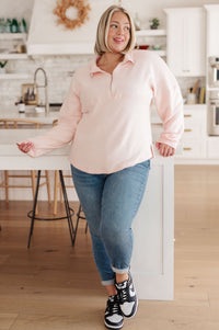 Cozy Moment 1/2 Zip Pullover in Blush - Happily Ever Atchison Shop Co.