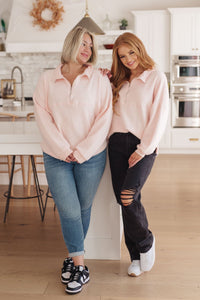 Cozy Moment 1/2 Zip Pullover in Blush - Happily Ever Atchison Shop Co.