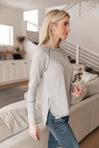 Cream Comfort Top In Heather Gray - Happily Ever Atchison Shop Co.