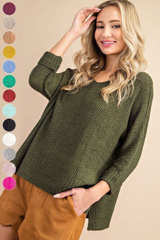 Crew Neck Knit Sweater - Happily Ever Atchison Shop Co.