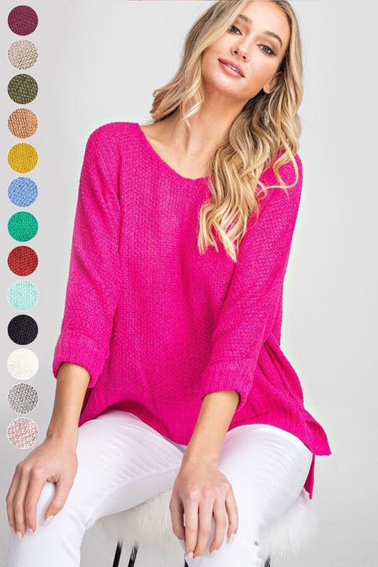 Crew Neck Knit Sweater - Happily Ever Atchison Shop Co.