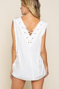 Criss-cross Lace-up Open Back Tank Top - Happily Ever Atchison Shop Co.