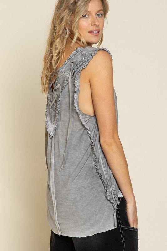 Criss-cross Lace-up Open Back Tank Top - Happily Ever Atchison Shop Co.