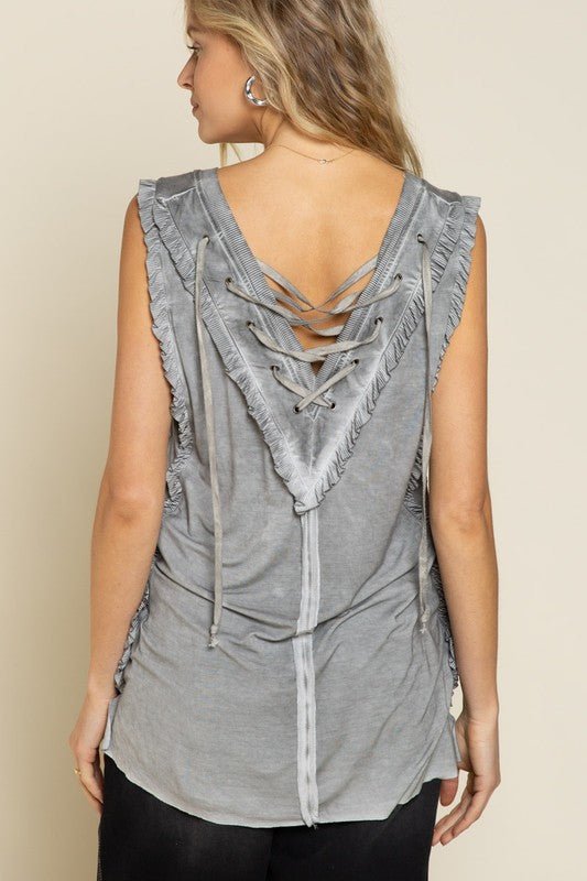 Criss-cross Lace-up Open Back Tank Top - Happily Ever Atchison Shop Co.