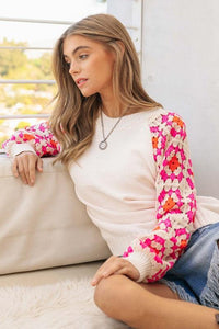 Crochet Detailed Long Sleeve Knit Sweater Top - Happily Ever Atchison Shop Co.