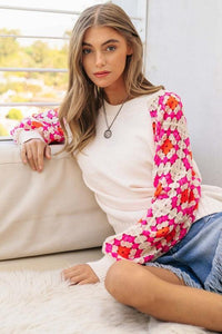 Crochet Detailed Long Sleeve Knit Sweater Top - Happily Ever Atchison Shop Co.