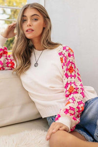 Crochet Detailed Long Sleeve Knit Sweater Top - Happily Ever Atchison Shop Co.