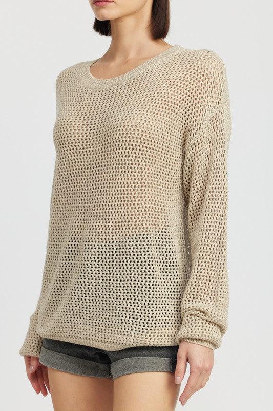 CROCHET LONG SLEEVE TOP - Happily Ever Atchison Shop Co.