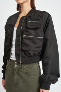 CROPPED BOMBER JACKET - Happily Ever Atchison Shop Co.