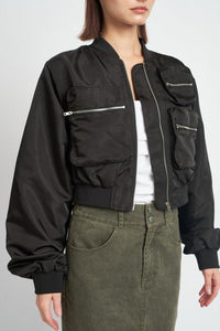 CROPPED BOMBER JACKET - Happily Ever Atchison Shop Co.