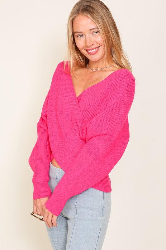 Cross Over Front Sweater - Happily Ever Atchison Shop Co.