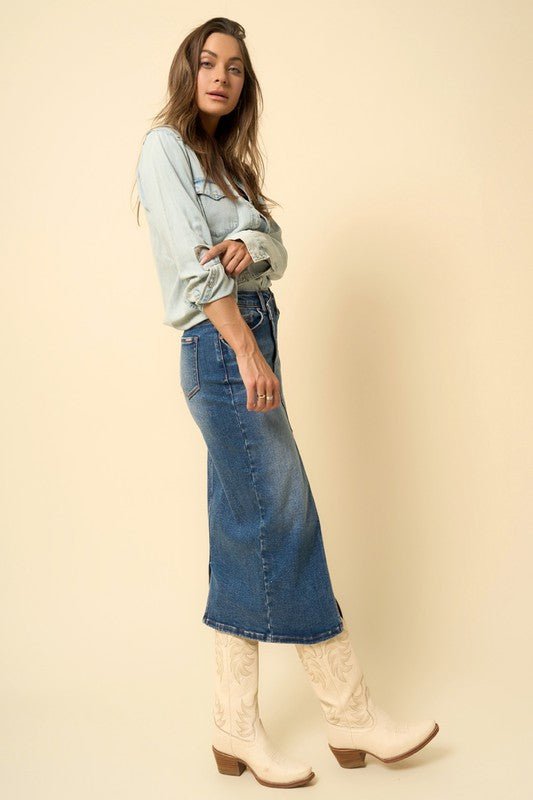 CROSSOVER MIDI SKIRT - Happily Ever Atchison Shop Co.
