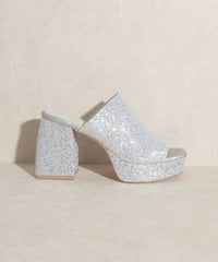 CRYSTAL-RHINESTONE PLATFORM SLIDE HIGH HEEL - Happily Ever Atchison Shop Co.