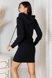 Culture Code Full Size Drawstring Long Sleeve Hooded Dress - Happily Ever Atchison Shop Co.