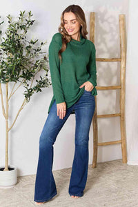 Culture Code Full Size Dropped Shoulder Long Sleeve Slit Blouse - Happily Ever Atchison Shop Co.