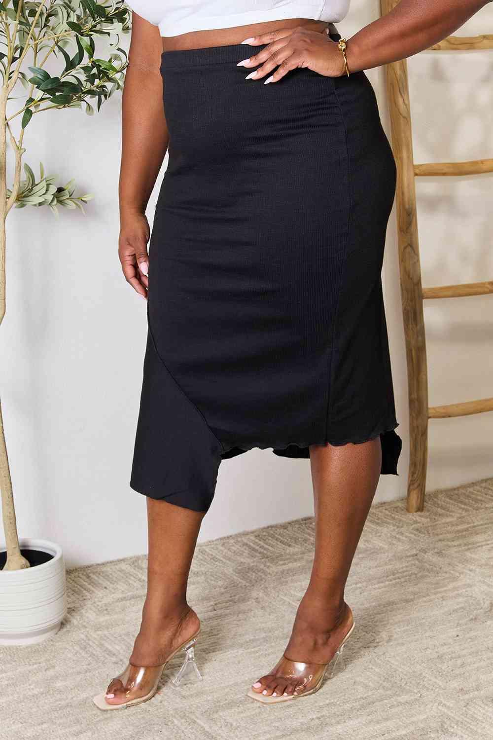 Culture Code Full Size High Waist Midi Skirt - Happily Ever Atchison Shop Co.