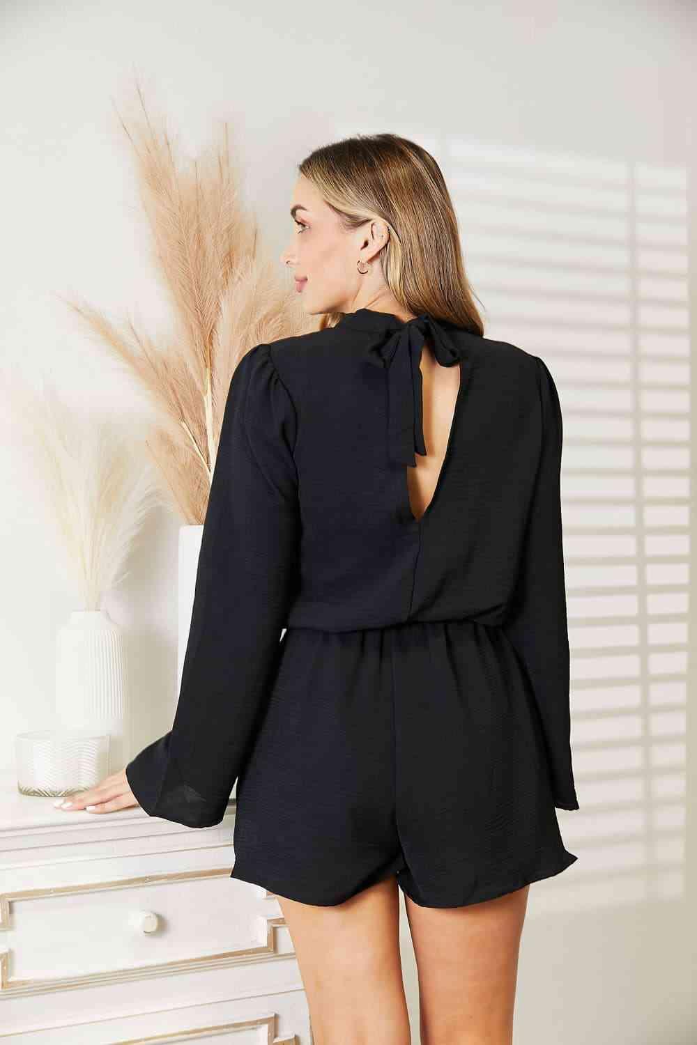 Culture Code Full Size Open Back Romper with Pockets - Happily Ever Atchison Shop Co.