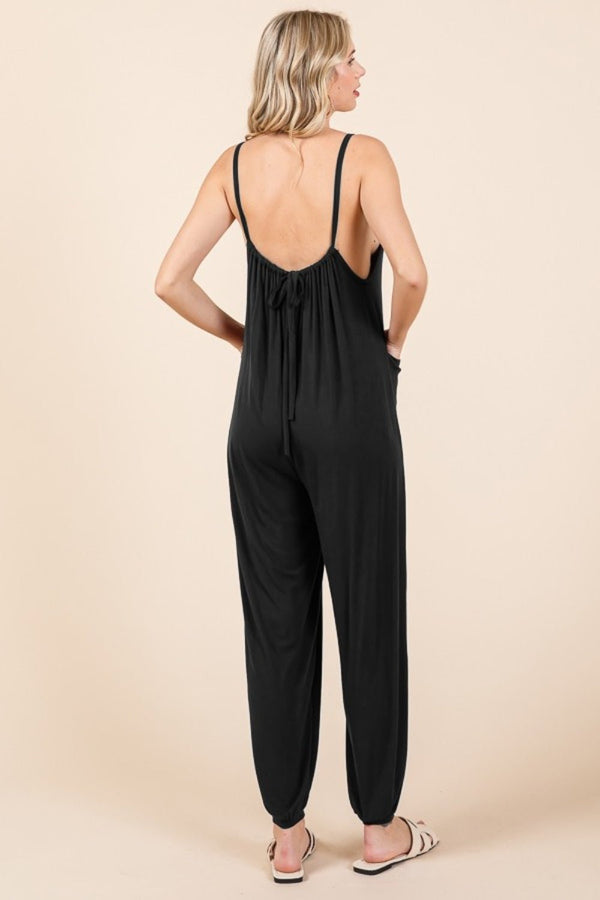 Culture Code Full Size Plunge Sleeveless Jumpsuit with Pockets - Happily Ever Atchison Shop Co.