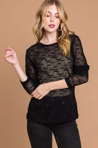 Culture Code Full Size Round Neck Mesh Perspective Top - Happily Ever Atchison Shop Co.