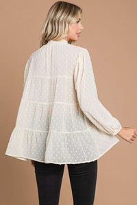 Culture Code Full Size Swiss Dot Smocked Mock Neck Blouse - Happily Ever Atchison Shop Co.