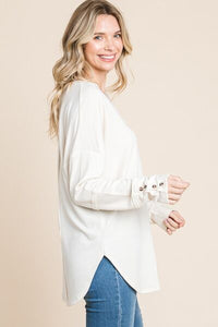 Culture Code Full Size V-Neck Dropped Shoulder Blouse - Happily Ever Atchison Shop Co.