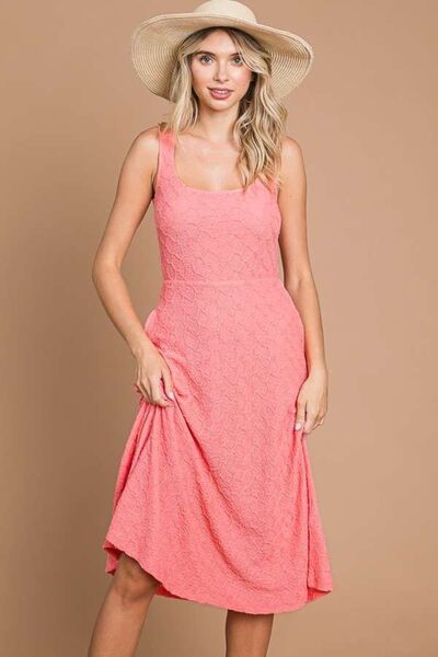 Culture Code Texture Square Neck Tank Dress with Pockets - Happily Ever Atchison Shop Co.