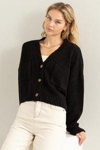 Cute Mood Crop Shoulder Cropped Cardigan Sweater - Happily Ever Atchison Shop Co.