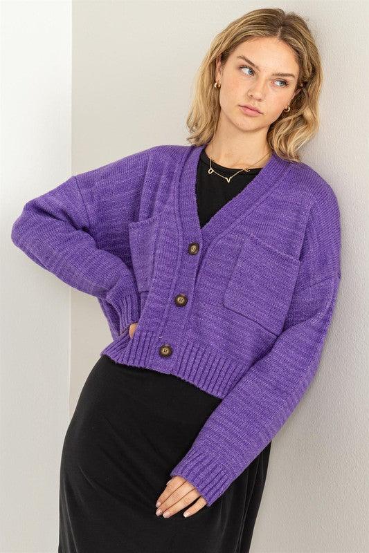 Cute Mood Crop Shoulder Cropped Cardigan Sweater - Happily Ever Atchison Shop Co.