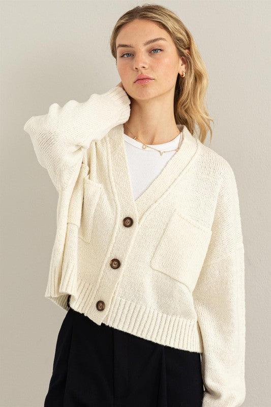 Cute Mood Crop Shoulder Cropped Cardigan Sweater - Happily Ever Atchison Shop Co.