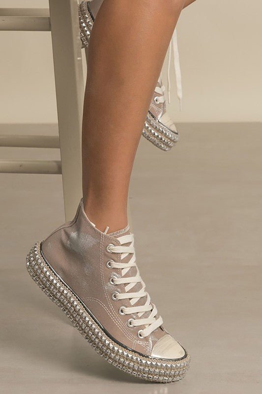 D-CHANTEL-HIGH TOP STUD SNEAKERS - Happily Ever Atchison Shop Co.