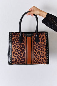 David Jones Leopard Contrast Rivet Handbag - Happily Ever Atchison Shop Co.