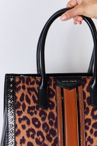 David Jones Leopard Contrast Rivet Handbag - Happily Ever Atchison Shop Co.