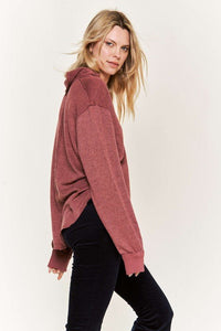 Deep V-neck Collared Longsleeve Knit Top - Happily Ever Atchison Shop Co.