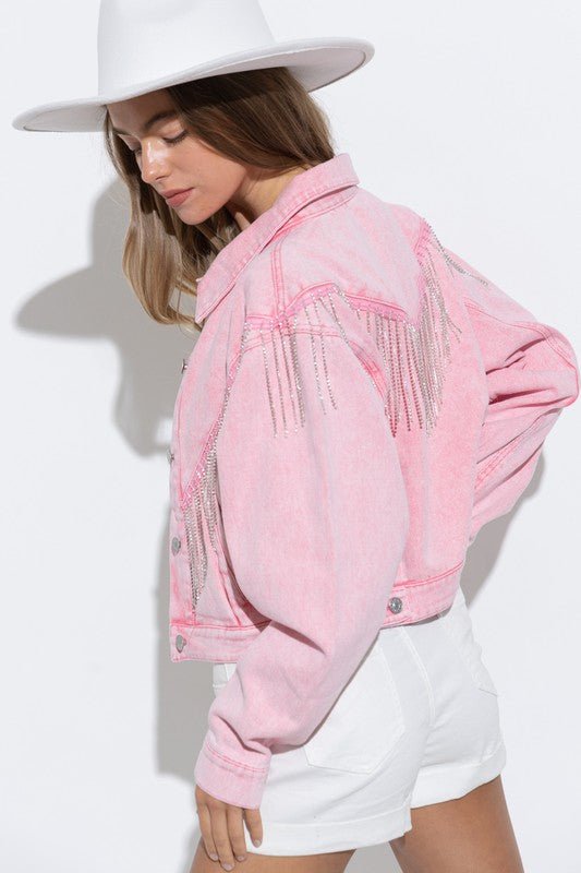 Denim Chevron Fringe Jacket - Happily Ever Atchison Shop Co.