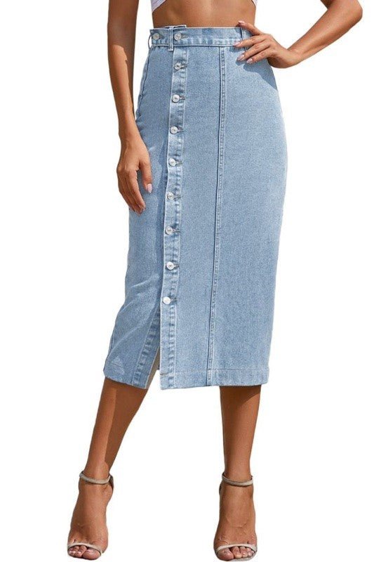 Denim midi skirt - Happily Ever Atchison Shop Co.