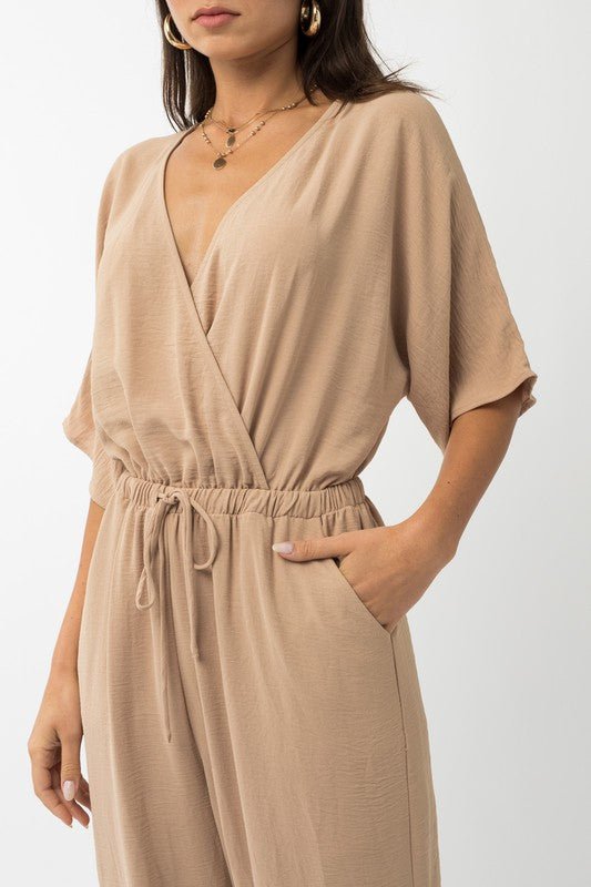 Dolman Sleeve Surplice Jumpsuit - Happily Ever Atchison Shop Co.