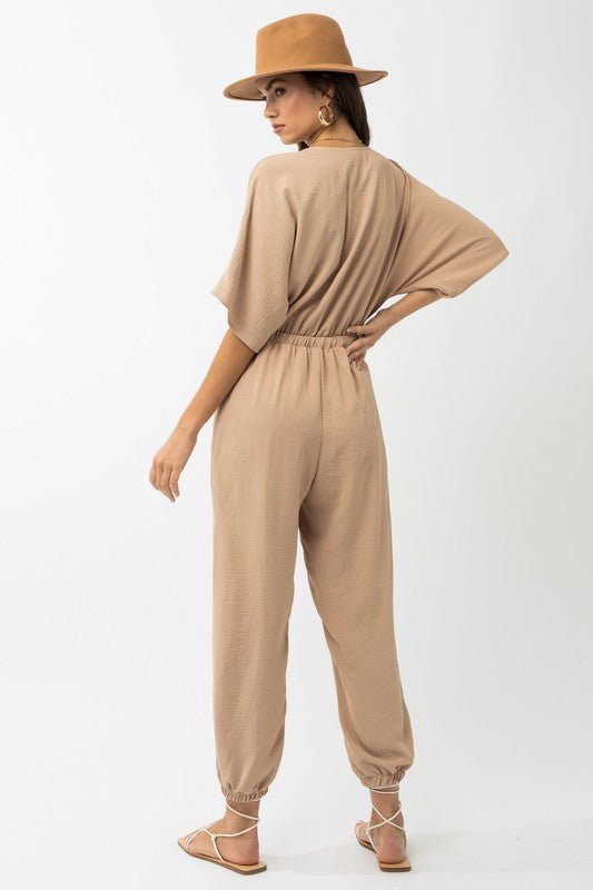 Dolman Sleeve Surplice Jumpsuit - Happily Ever Atchison Shop Co.