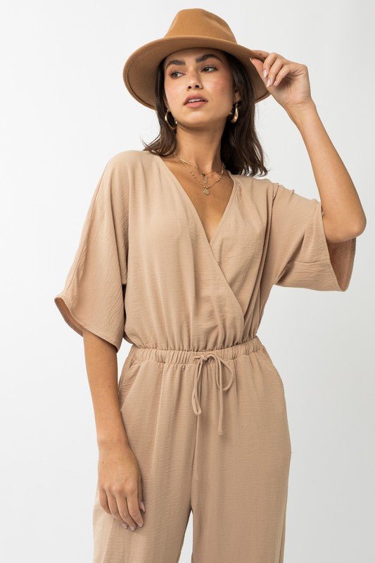 Dolman Sleeve Surplice Jumpsuit - Happily Ever Atchison Shop Co.