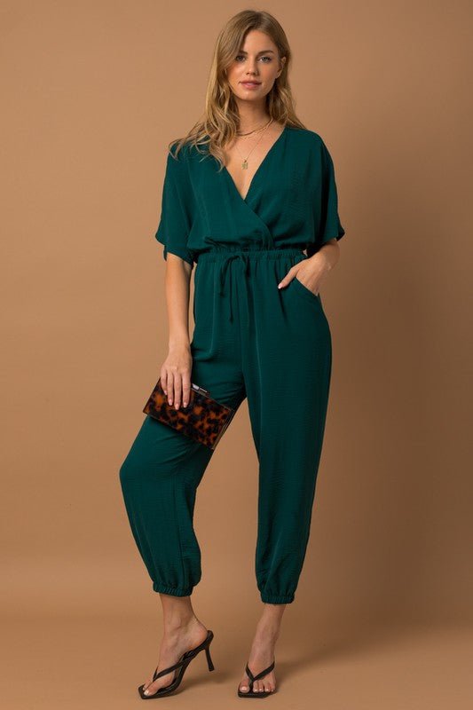 Dolman Sleeve Surplice Jumpsuit - Happily Ever Atchison Shop Co.