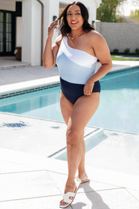 Dominica Color Block Asymmetrical Swimsuit - Happily Ever Atchison Shop Co.