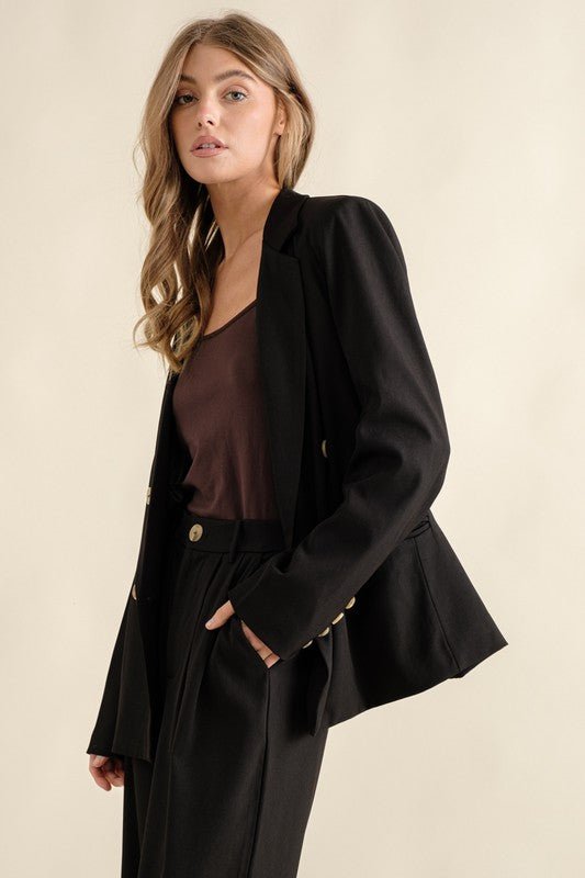 DOUBLE BUTTON BLAZER JACKET - Happily Ever Atchison Shop Co.