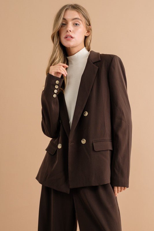 DOUBLE BUTTON BLAZER JACKET - Happily Ever Atchison Shop Co.