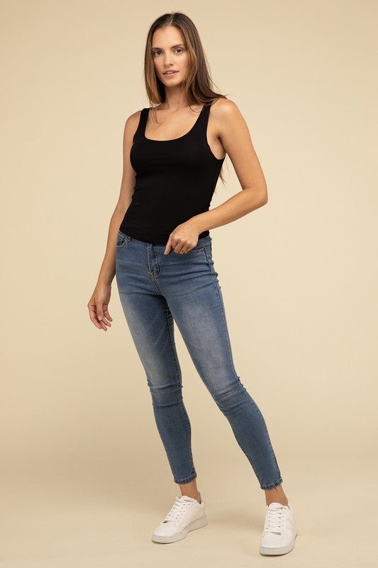 Double Layer Round Neck Tank Top - Happily Ever Atchison Shop Co.